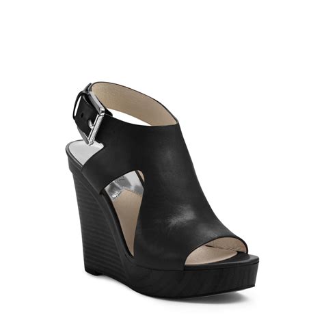 michael kors josephine leather wedge black|michael+kors+josephine+wedge .